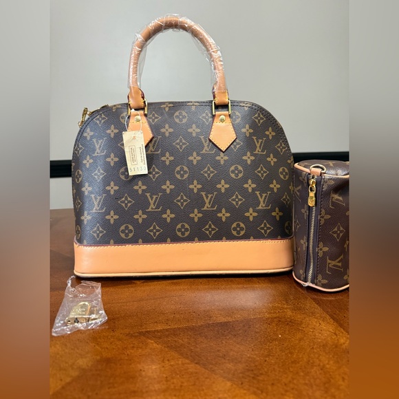 Louis Vuitton Brown and Tan Satchel with Iconic Monogram